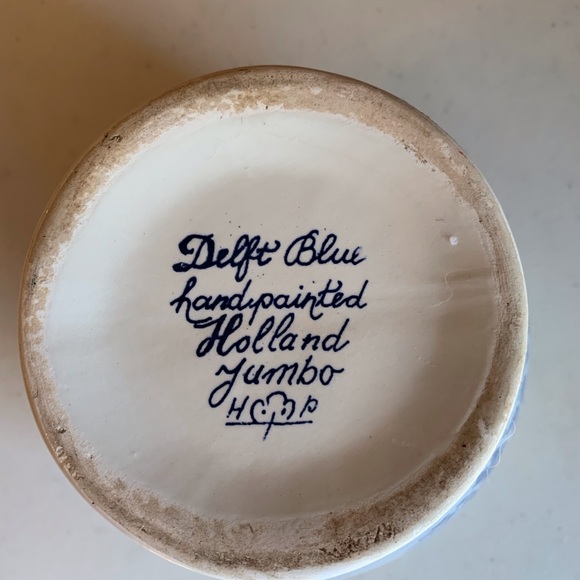 Vintage Delft Blue Hand Painted Holland Ceramic Tulip Crocus Planter Signed - Picture 3 of 3